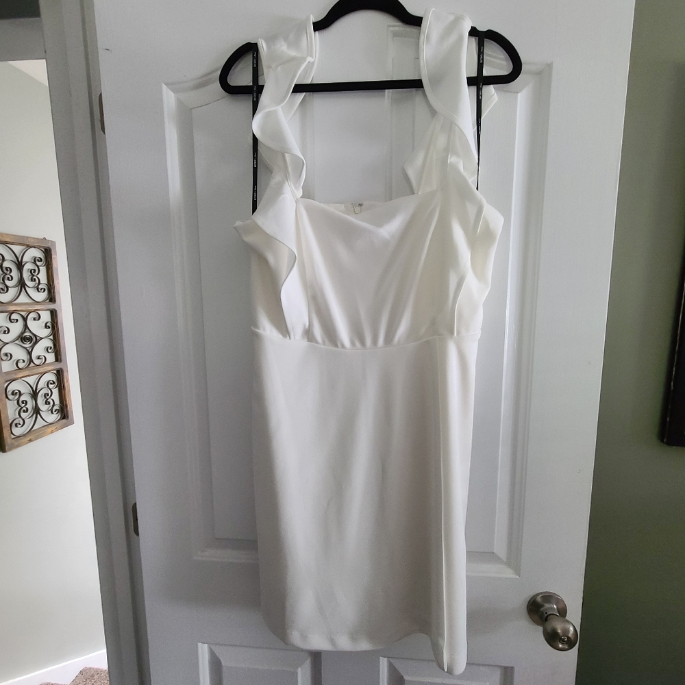 Bcbg paris white ruffle dress